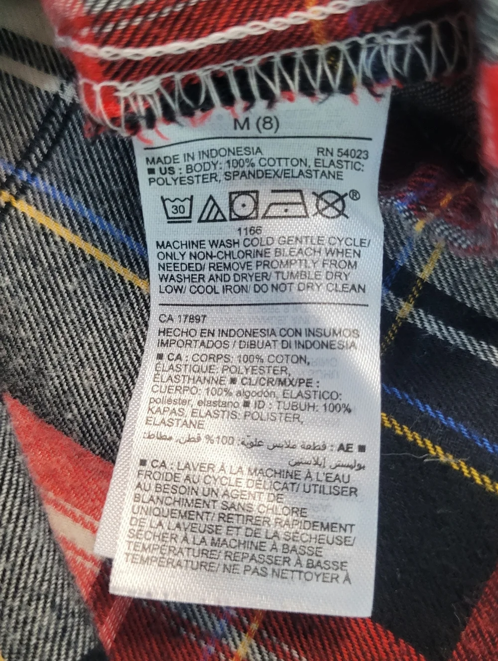 Old Navy Girls Plaid Dress in Red, Black & White Flannel, Smock Bodice, Size 8